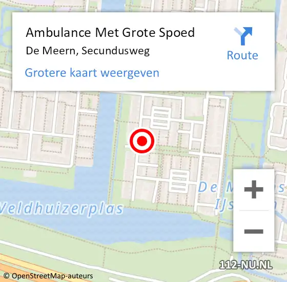 Locatie op kaart van de 112 melding: Ambulance Met Grote Spoed Naar De Meern, Secundusweg op 30 september 2016 21:44