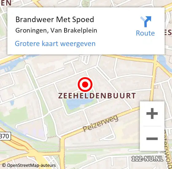 Locatie op kaart van de 112 melding: Brandweer Met Spoed Naar Groningen, Van Brakelplein op 30 september 2016 22:59