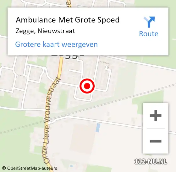 Locatie op kaart van de 112 melding: Ambulance Met Grote Spoed Naar Zegge, Nieuwstraat op 1 oktober 2016 00:35