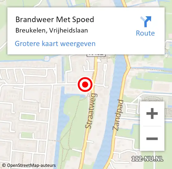 Locatie op kaart van de 112 melding: Brandweer Met Spoed Naar Breukelen, Vrijheidslaan op 1 oktober 2016 00:46