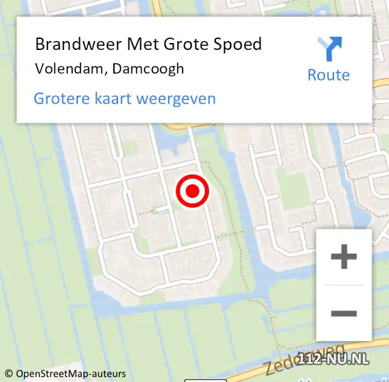 Locatie op kaart van de 112 melding: Brandweer Met Grote Spoed Naar Volendam, Damcoogh op 1 oktober 2016 01:09