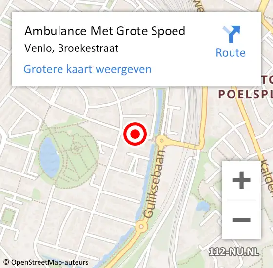 Locatie op kaart van de 112 melding: Ambulance Met Grote Spoed Naar Venlo, Broekestraat op 1 oktober 2016 01:39