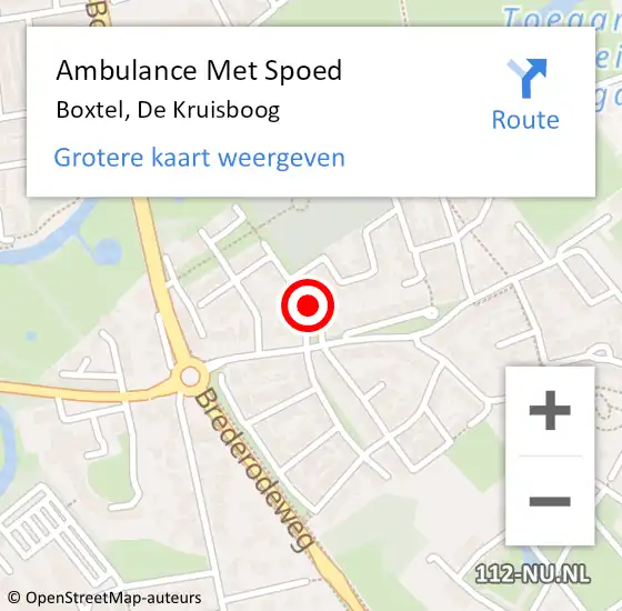 Locatie op kaart van de 112 melding: Ambulance Met Spoed Naar Boxtel, De Kruisboog op 1 oktober 2016 01:40