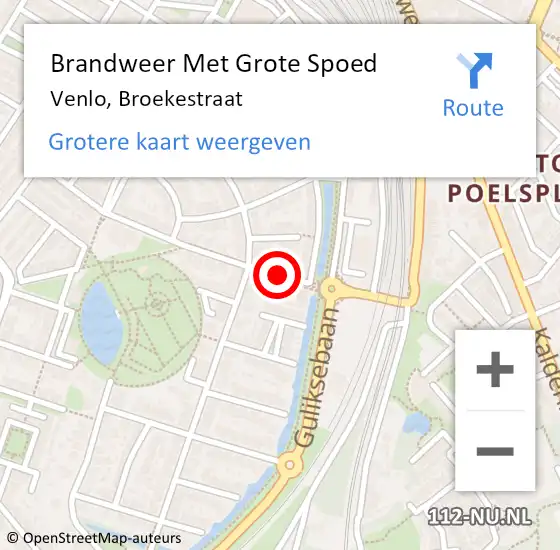 Locatie op kaart van de 112 melding: Brandweer Met Grote Spoed Naar Venlo, Broekestraat op 1 oktober 2016 01:41