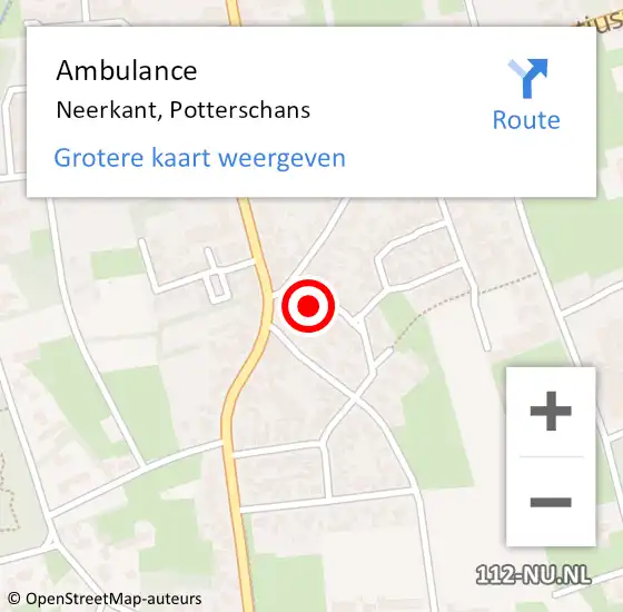 Locatie op kaart van de 112 melding: Ambulance Neerkant, Potterschans op 1 oktober 2016 01:48