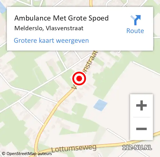 Locatie op kaart van de 112 melding: Ambulance Met Grote Spoed Naar Melderslo, Vlasvenstraat op 1 oktober 2016 01:49