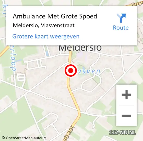 Locatie op kaart van de 112 melding: Ambulance Met Grote Spoed Naar Melderslo, Vlasvenstraat op 1 oktober 2016 01:51