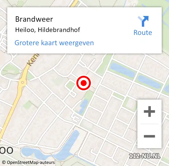 Locatie op kaart van de 112 melding: Brandweer Heiloo, Hildebrandhof op 1 oktober 2016 02:00