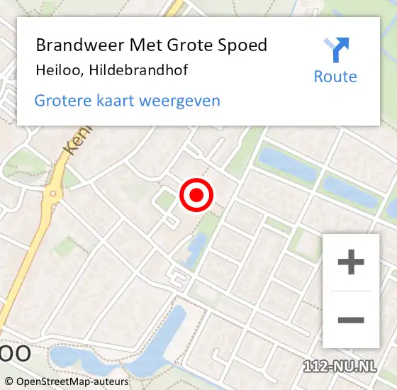 Locatie op kaart van de 112 melding: Brandweer Met Grote Spoed Naar Heiloo, Hildebrandhof op 1 oktober 2016 02:01