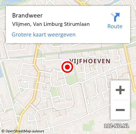 Locatie op kaart van de 112 melding: Brandweer Vlijmen, Van Limburg Stirumlaan op 1 oktober 2016 02:08