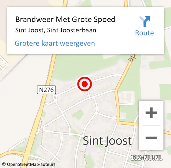 Locatie op kaart van de 112 melding: Brandweer Met Grote Spoed Naar Sint Joost, Sint Joosterbaan op 1 oktober 2016 02:24