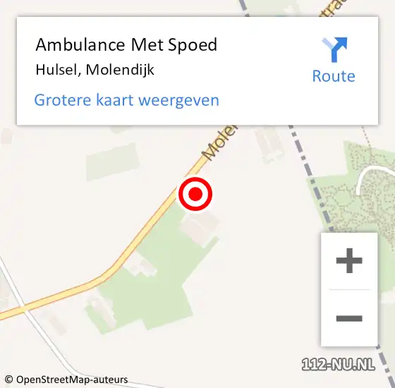 Locatie op kaart van de 112 melding: Ambulance Met Spoed Naar Hulsel, Molendijk op 1 oktober 2016 03:14