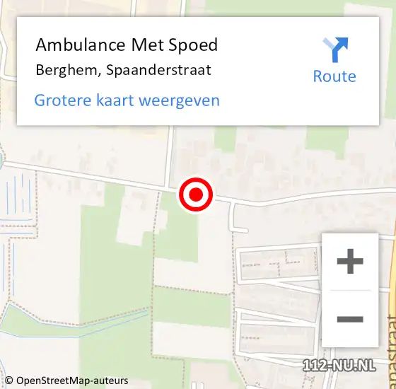 Locatie op kaart van de 112 melding: Ambulance Met Spoed Naar Berghem, Spaanderstraat op 1 oktober 2016 04:15