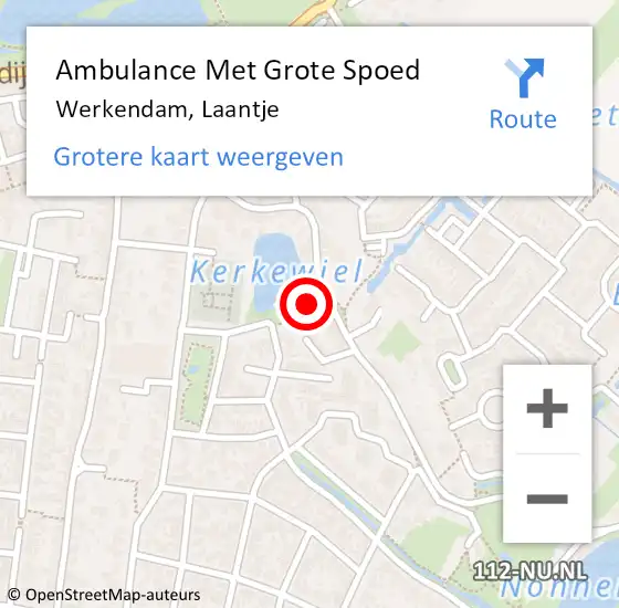 Locatie op kaart van de 112 melding: Ambulance Met Grote Spoed Naar Werkendam, Laantje op 1 oktober 2016 04:30