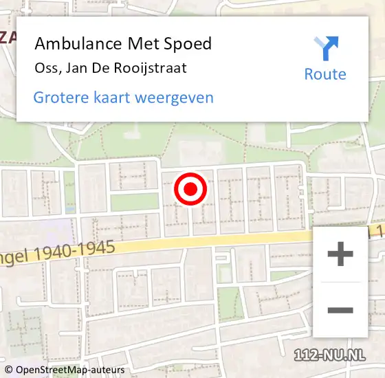 Locatie op kaart van de 112 melding: Ambulance Met Spoed Naar Oss, Jan De Rooijstraat op 1 oktober 2016 05:37