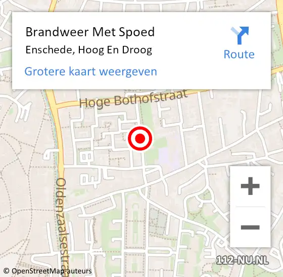 Locatie op kaart van de 112 melding: Brandweer Met Spoed Naar Enschede, Hoog En Droog op 1 oktober 2016 05:44