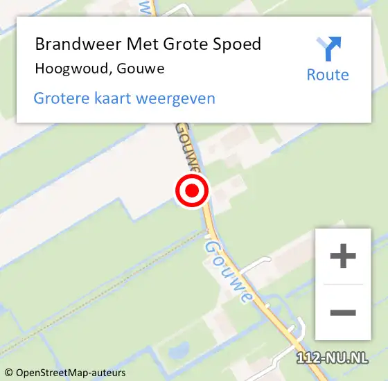 Locatie op kaart van de 112 melding: Brandweer Met Grote Spoed Naar Hoogwoud, Gouwe op 1 oktober 2016 07:13