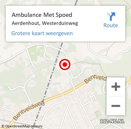 Locatie op kaart van de 112 melding: Ambulance Met Spoed Naar Aerdenhout, Westerduinweg op 1 oktober 2016 08:05