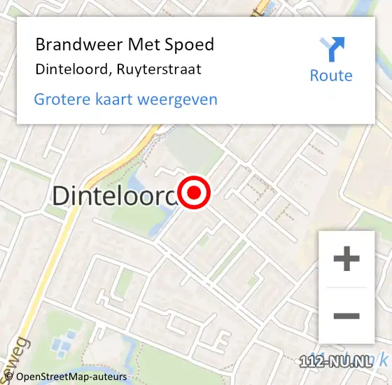 Locatie op kaart van de 112 melding: Brandweer Met Spoed Naar Dinteloord, Ruyterstraat op 1 oktober 2016 09:23