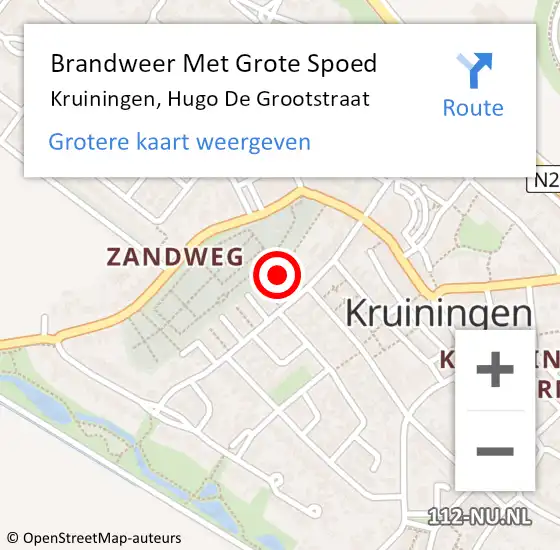 Locatie op kaart van de 112 melding: Brandweer Met Grote Spoed Naar Kruiningen, Hugo De Grootstraat op 1 oktober 2016 09:42