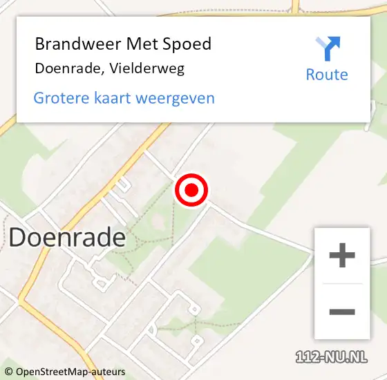 Locatie op kaart van de 112 melding: Brandweer Met Spoed Naar Doenrade, Vielderweg op 1 oktober 2016 09:51