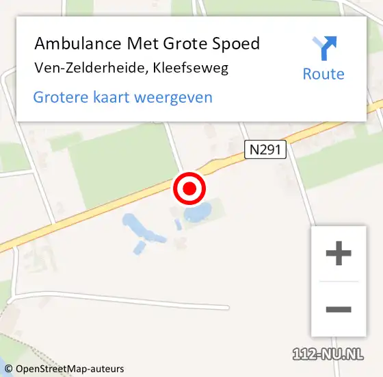 Locatie op kaart van de 112 melding: Ambulance Met Grote Spoed Naar Ven-Zelderheide, Kleefseweg op 1 oktober 2016 10:15