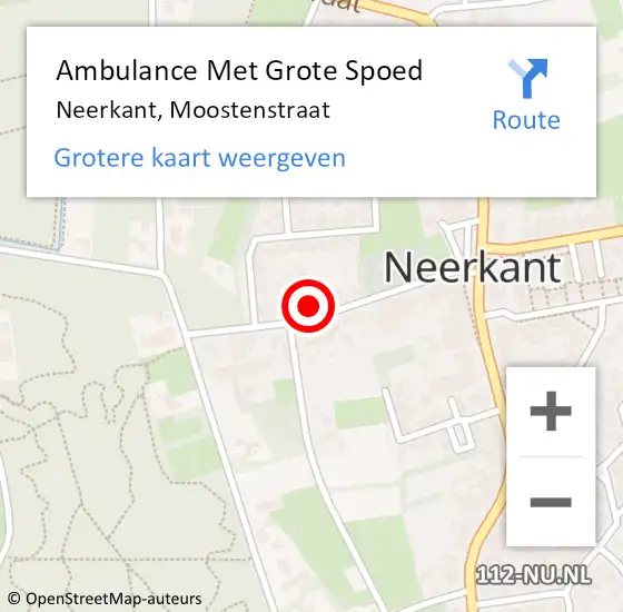 Locatie op kaart van de 112 melding: Ambulance Met Grote Spoed Naar Neerkant, Moostenstraat op 1 oktober 2016 10:24