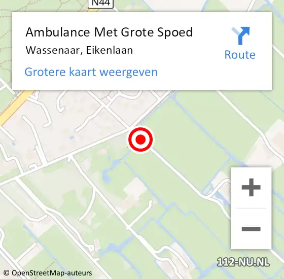 Locatie op kaart van de 112 melding: Ambulance Met Grote Spoed Naar Wassenaar, Eikenlaan op 1 oktober 2016 10:50