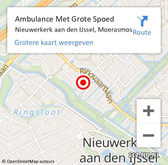 Locatie op kaart van de 112 melding: Ambulance Met Grote Spoed Naar Nieuwerkerk aan den IJssel, Moerasmos op 1 oktober 2016 11:00