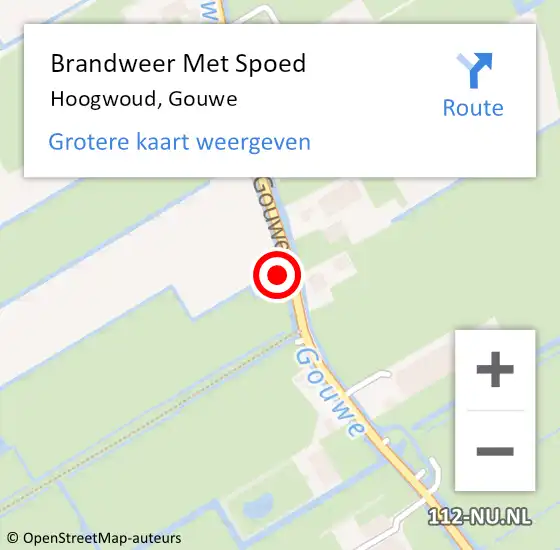 Locatie op kaart van de 112 melding: Brandweer Met Spoed Naar Hoogwoud, Gouwe op 1 oktober 2016 11:25