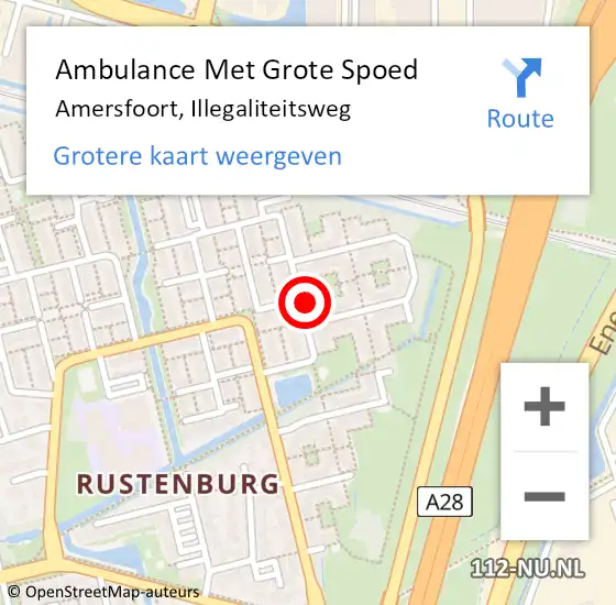 Locatie op kaart van de 112 melding: Ambulance Met Grote Spoed Naar Amersfoort, Illegaliteitsweg op 1 oktober 2016 11:25