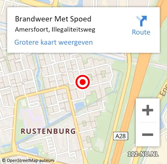 Locatie op kaart van de 112 melding: Brandweer Met Spoed Naar Amersfoort, Illegaliteitsweg op 1 oktober 2016 11:46