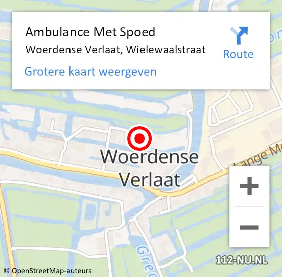 Locatie op kaart van de 112 melding: Ambulance Met Spoed Naar Woerdense Verlaat, Wielewaalstraat op 1 oktober 2016 11:49