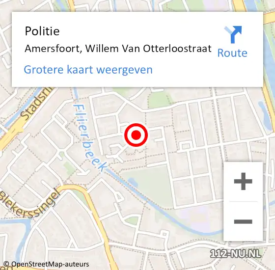 Locatie op kaart van de 112 melding: Politie Amersfoort, Willem Van Otterloostraat op 1 oktober 2016 12:04