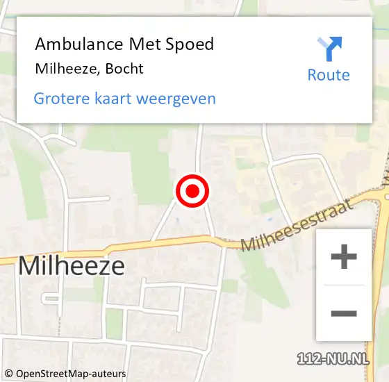 Locatie op kaart van de 112 melding: Ambulance Met Spoed Naar Milheeze, Bocht op 1 oktober 2016 12:13