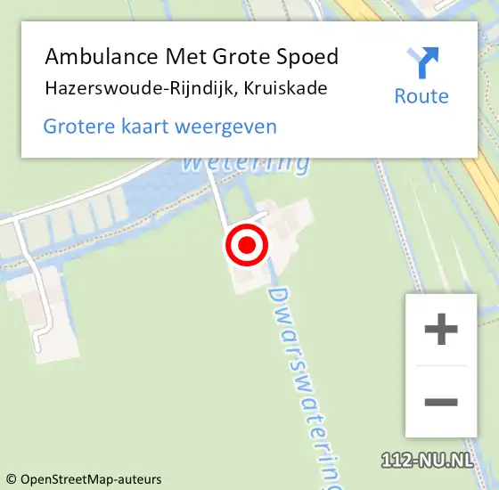 Locatie op kaart van de 112 melding: Ambulance Met Grote Spoed Naar Hazerswoude-Rijndijk, Kruiskade op 1 oktober 2016 12:20