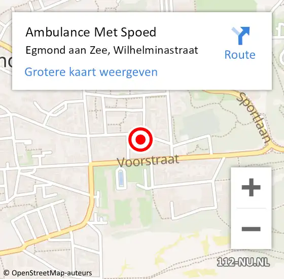 Locatie op kaart van de 112 melding: Ambulance Met Spoed Naar Egmond aan Zee, Wilhelminastraat op 1 oktober 2016 14:07