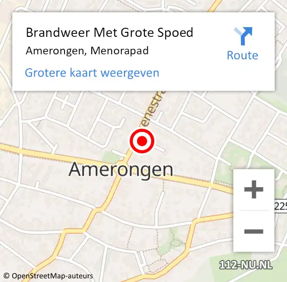 Locatie op kaart van de 112 melding: Brandweer Met Grote Spoed Naar Amerongen, Menorapad op 1 oktober 2016 15:05