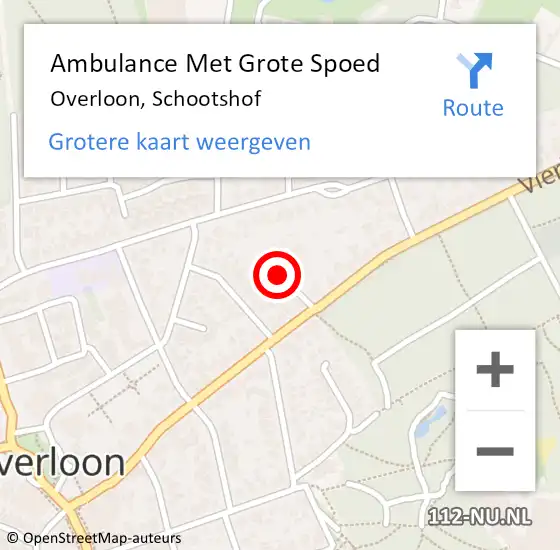 Locatie op kaart van de 112 melding: Ambulance Met Grote Spoed Naar Overloon, Schootshof op 1 oktober 2016 15:14