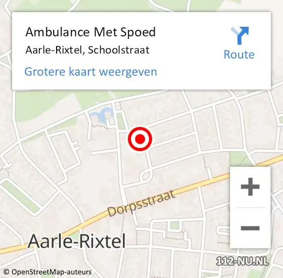 Locatie op kaart van de 112 melding: Ambulance Met Spoed Naar Aarle-Rixtel, Schoolstraat op 1 oktober 2016 15:38