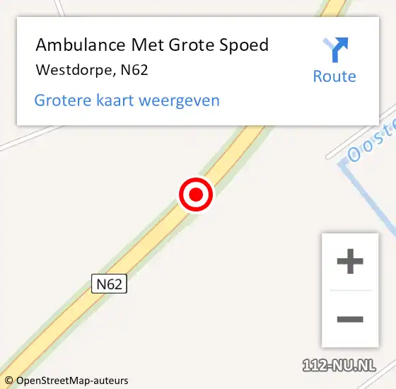 Locatie op kaart van de 112 melding: Ambulance Met Grote Spoed Naar Westdorpe, N62 op 1 oktober 2016 15:42