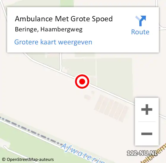 Locatie op kaart van de 112 melding: Ambulance Met Grote Spoed Naar Beringe, Haambergweg op 1 oktober 2016 15:48