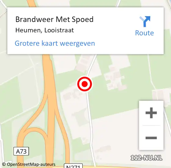 Locatie op kaart van de 112 melding: Brandweer Met Spoed Naar Heumen, Looistraat op 1 oktober 2016 16:12