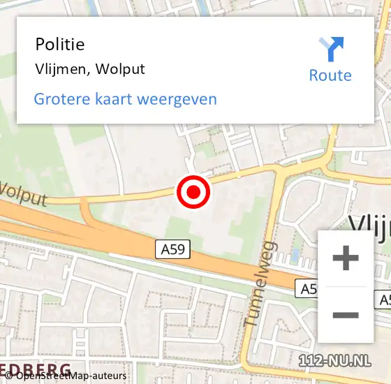 Locatie op kaart van de 112 melding: Politie Vlijmen, Wolput op 1 oktober 2016 16:16