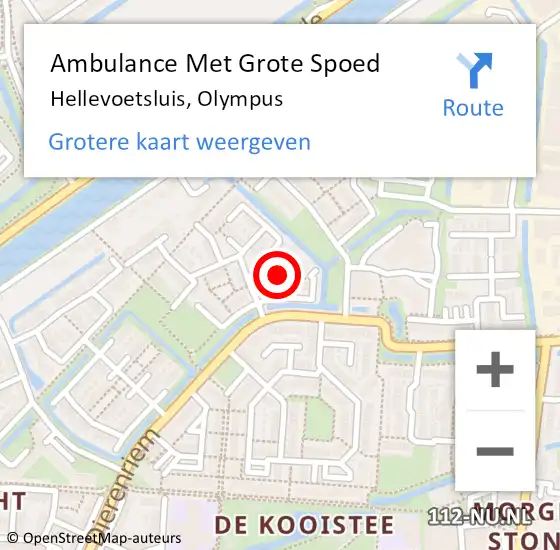 Locatie op kaart van de 112 melding: Ambulance Met Grote Spoed Naar Hellevoetsluis, Olympus op 1 oktober 2016 16:26
