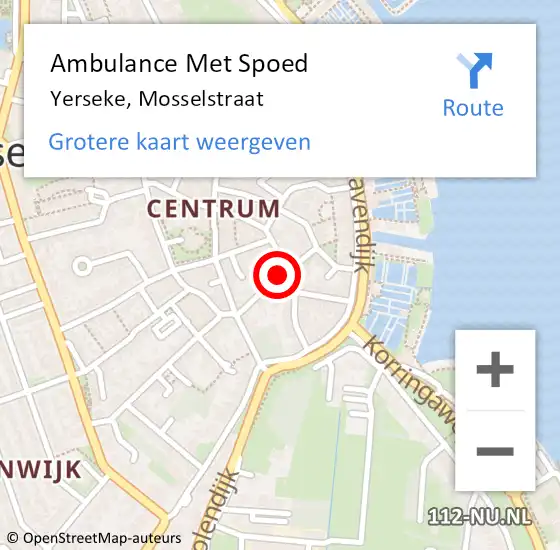 Locatie op kaart van de 112 melding: Ambulance Met Spoed Naar Yerseke, Mosselstraat op 1 oktober 2016 16:39