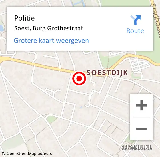 Locatie op kaart van de 112 melding: Politie Soest, Burg Grothestraat op 1 oktober 2016 18:17