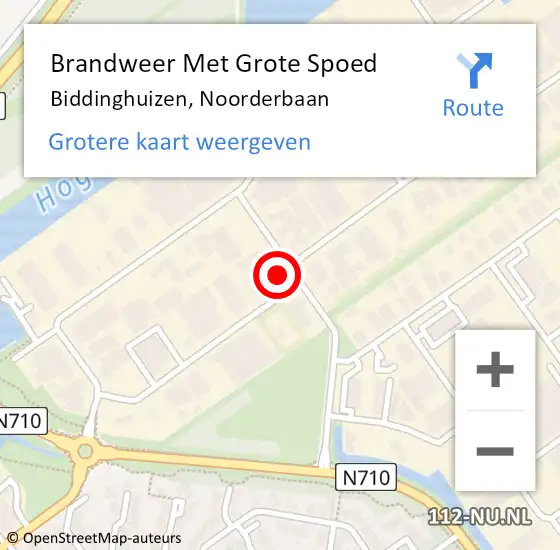 Locatie op kaart van de 112 melding: Brandweer Met Grote Spoed Naar Biddinghuizen, Noorderbaan op 1 oktober 2016 19:11