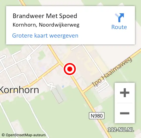 Locatie op kaart van de 112 melding: Brandweer Met Spoed Naar Kornhorn, Noordwijkerweg op 1 oktober 2016 20:01