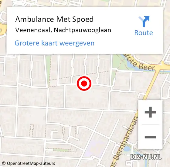 Locatie op kaart van de 112 melding: Ambulance Met Spoed Naar Veenendaal, Nachtpauwooglaan op 1 oktober 2016 20:13